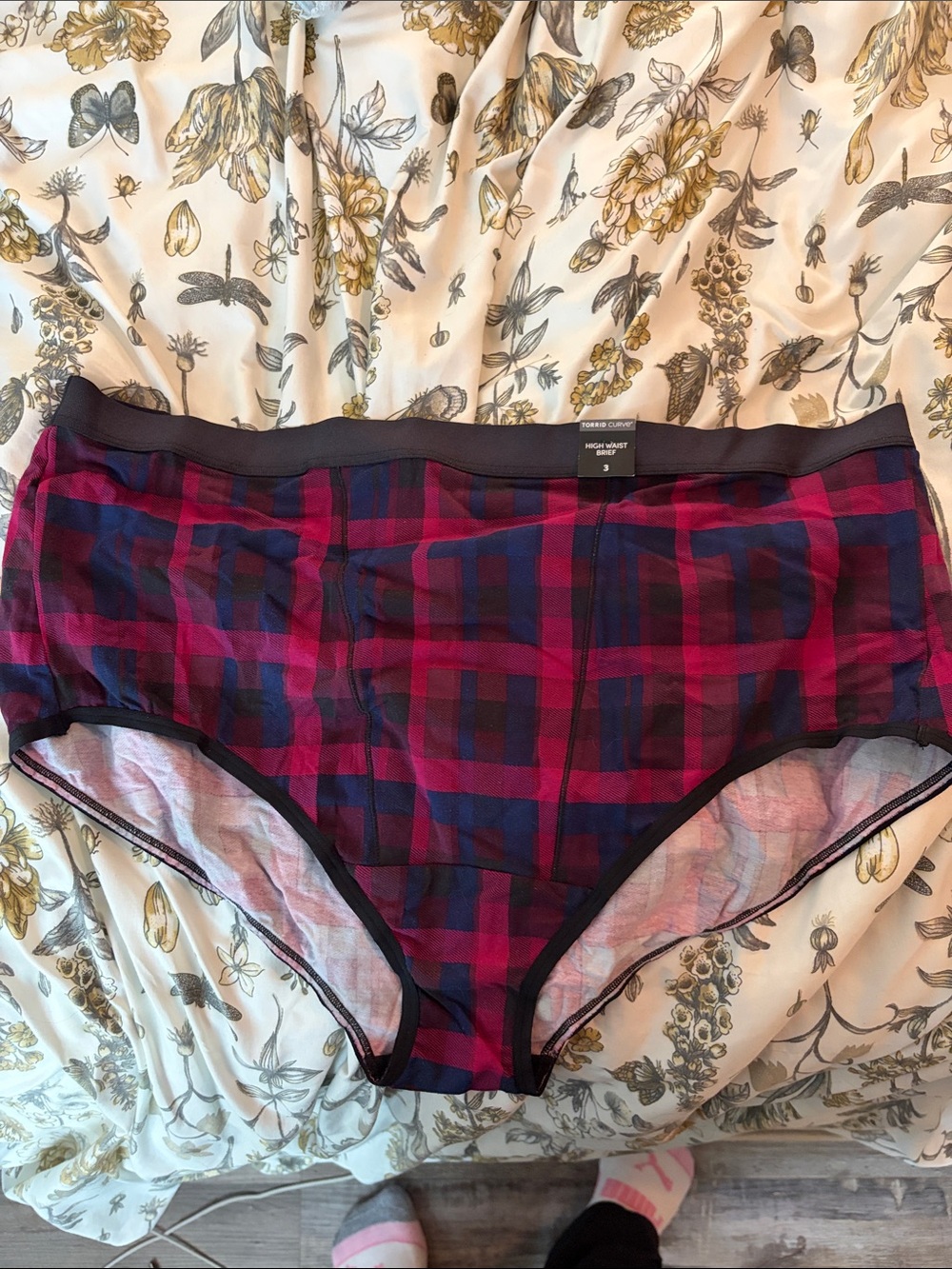 NWT torrid Plaid High-Waist Briefs in Red and Navy